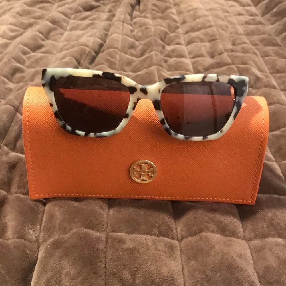 Tory Burch Tortoiseshell Sunglasses with Orange Case